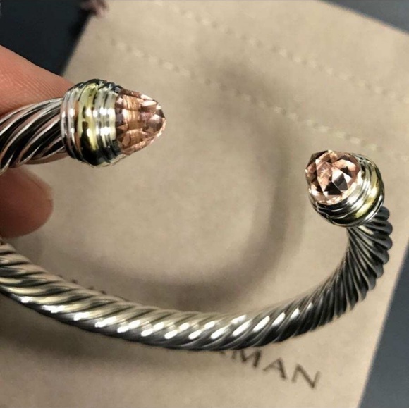 David Yurman Jewelry - DY Sterling Silver Cable 7 mm Morganite Bracelet